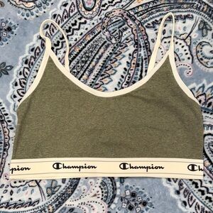 Champion Olive Green Bralette with White Trim